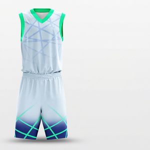 Conjunto de Camiseta de Baloncesto Sublimada Personalizada, sin Mangas, Cuello en V, Poliéster que Absorbe la Humedad, Ropa Deportiva para Adultos, Estampado Geométrico - Product Image 1
