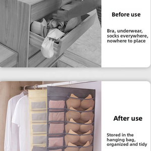 Tas penyimpanan pakaian dalam, pakaian dalam gantung dua sisi Multi lapisan, <span class=keywords><strong>Organizer</strong></span> kaus kaki untuk asrama, kamar tidur, Lemari - Product Image 4