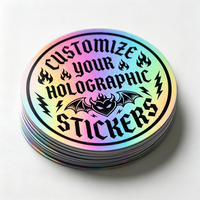 Autocollants personnalisés avec logo holographique de marque, impression imperméable, vinyle décoratif pour ordinateur portable, pour boîte à gobelets, petite entreprise
