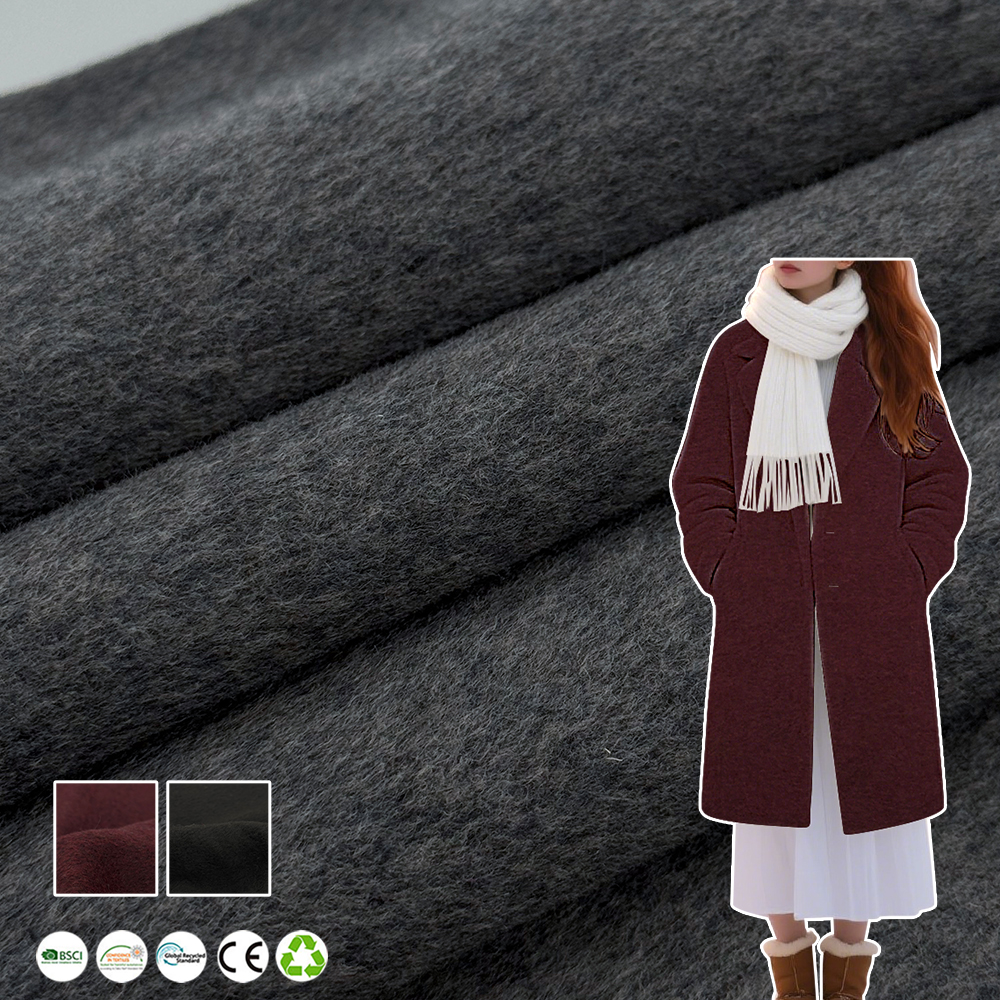 Solid Color Double-Sided Cashmere Tweed Fabric Soft Texture High-End Outerwear for Girls for Suits and Jackets Stock Supply