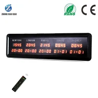 Jam Digital LED Mini Zona Waktu Dunia 04-Inci Elektronik Multi-Zona Bentuk Kotak 5 Kota Tanggal Desain Modern Kantor Kamar Tidur Ruang Tamu