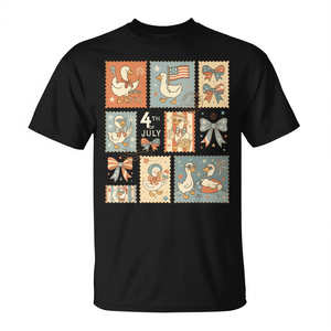 Camiseta Retro del 4 de julio con diseño de ganso y fuegos artificiales para el Día de la Independencia - Product Image 2