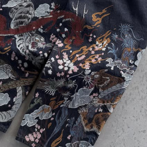 <span class=keywords><strong>Jeans</strong></span> streetwear baggy Y2K, style hip-hop, avec couture personnalisée, bleu délavé soleil, effet vintage, délavé à l'acide, broderie 3D et motif graphique japonais - Product Image 5