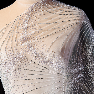 結婚式のための最も人気のある白いブライダル刺繍ビーズレース生地 - Product Image 4