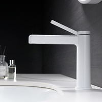 Robinet mélangeur cascade moderne design italien, noir mat, pour salle de bain, eau chaude et froide, laiton, monotrou, à poser sur plan vasque, céramique