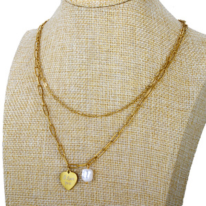 Collana Classica alla Moda per Donne, Catena a Doppio Strato Semplice, Placcata in Oro 18K con Zirconi in Acciaio Inossidabile per Uso Quotidiano - Product Image 1