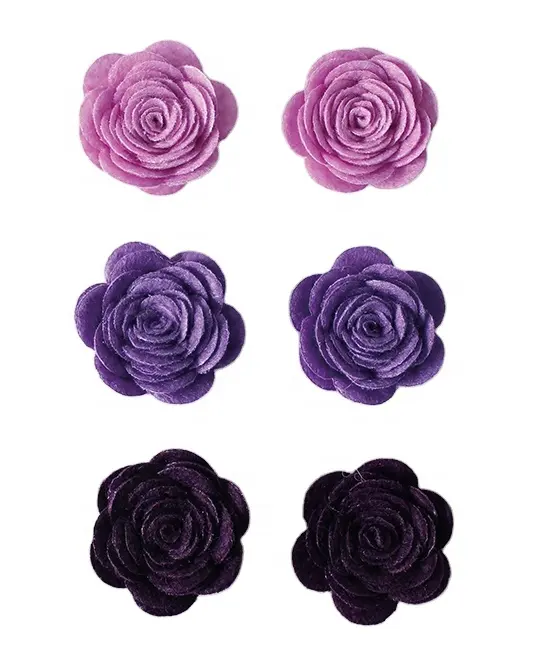 28807 colorful Decorative Handmade shapes Adhesive Felt fabric rose Flower for craft diy and art