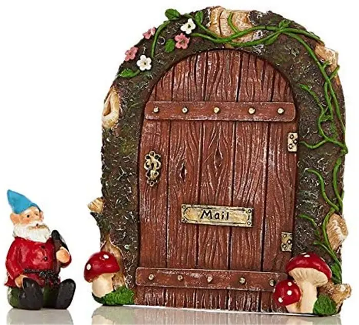 Boom Lijn Fairy Garden Deur Met Bevestigd Paddestoel En Gnome Voor Uw Magische Miniatuur Collectie, Terras, Tuin, gazon, Outdoor