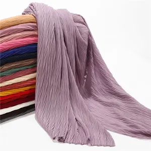 Fashion New Design Pleated Bubble Chiffon Crinkle Hijab For Women Muslim Head Scarf