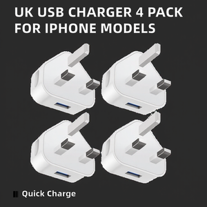 Adaptateur USB Prise UK Lot de 4 Charge Rapide 5V 1A Prise Murale 3 Broches pour 14/13/12/11/<span class=keywords><strong>XR</strong></span>/XS Max/SE/8/7/6/5 Matériau Ignifuge PC - Product Image 2