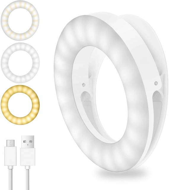 Phone Lighting Tiktok Selfi Led Celular Dimmable 200mAh Clip on Rechargeable Mobile Selfie Ring Light for Makeup