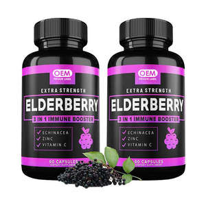 Cápsulas de Sambucus Black Elderberry 3 en 1 con Vitamina D3, Vitamina C y Zinc, Suplemento para la Inmunidad, Apoyo Inmunológico de Sambucus Elderberry - Product Image 1