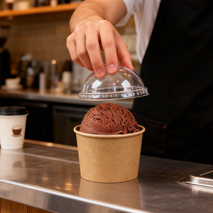 Nuevas llegadas: Vasos de papel kraft portátiles personalizados de 3oz, 4oz, 6oz, 12oz para helados y comida para llevar - Product Image 5