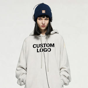 Sweat à capuche coupe ample unisexe personnalisé avec logo ODM, en polyester/coton, épaules tombantes, épaisseur 450 g/m², broderie, coupe-vent - Product Image 2