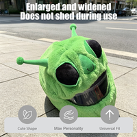 Housse de casque de moto en peluche amusante en forme d'alien vert, taille universelle pour casques intégraux
