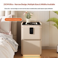 Table de chevet intelligente multifonctionnelle haut de gamme sans installation, multiprise, verrouillage par mot de passe, chargement sans fil, armoire en bois pour chambre à coucher