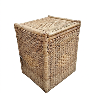 Hot Trending Rustic Bamboo Wicker Ottoman <b>Stools</b> with Storage <b>for</b> Bedroom Lobby Hotel Furniture Bone Inlay - Product Image 1