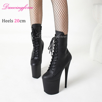 Nuovi Stivali Neri Opachi da 20 cm (8 Pollici) con Plateau Sexy, Zip Impermeabile, Tacco Alto che Aumenta l'Altezza, Scarpe da Pole Dance con Punta a Stiletto