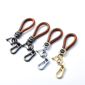 Cowhide Rope <b>Car</b> Keychain A3949 Zinc Alloy Horseshoe Buckle Gold Plated <b>Key</b> <b>Ring</b> For Auto <b>Keys</b> - Product Image 3
