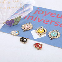 14x15mm 금도금 아연 합금 DIY 귀여운 쥬얼리 제작 액세서리 "사랑해요" 문구 에나멜 구름 펜던트 참