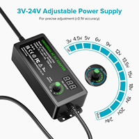 Adaptateur AC/DC réglable 72W 3V-24V 3A avec 13 embouts, convertisseur de polarité et câble de test crocodile