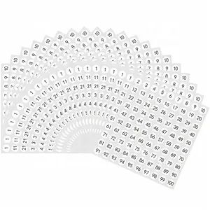 Hybsk 10 mm rOUND White Small Number Stickers 1 to 100 Labels total 20 sheets per pack