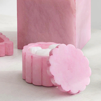 Stonekocc naturel marbre rose onyx jade ondulé accessoires de bain sept pièces ensemble plateau boîte à mouchoirs distributeur de savon pour salle de bain