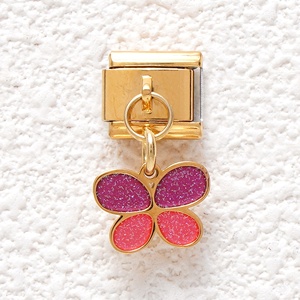 Pulseras de Charms Italianos de Acero Inoxidable con Baño de Oro PVD de 18K, con Colgante, Ojo de Diablo y Mariposa Colorida - Product Image 4