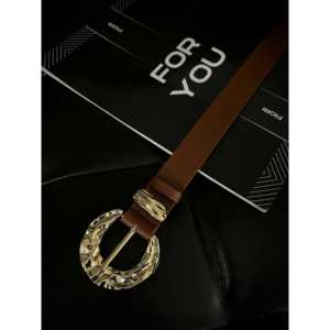 Cinturón de Cuero con Hebilla Dorada Fiori para Mujer, Hebilla de Aleación, Accesorio de Moda Casual - Product Image 2