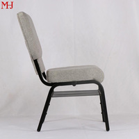 Chaise empilable rembourrée en fer thermolaqué gris pour hôtel, auditorium, église, banquet, restaurant