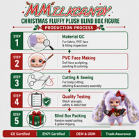 Porte-clés en peluche PVC de Noël, boîte mystère, pendentif Kawaii pour les fêtes (chat, cerf, bonhomme de neige), parfumé, 6+1 styles, cadeau surprise