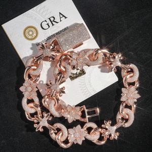 Vendita calda <span class=keywords><strong>925</strong></span> in <span class=keywords><strong>argento</strong></span> Sterling VVS Moissanite diamante ghiacciato fuori cubano catena a maglie Moissanite braccialetto cubano <span class=keywords><strong>collana</strong></span> per gli uomini - Product Image 3