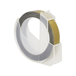 Rubans d'étiquettes de gaufrage 3D compatibles 520104 9mm * 3m blanc sur or - Product Image 3