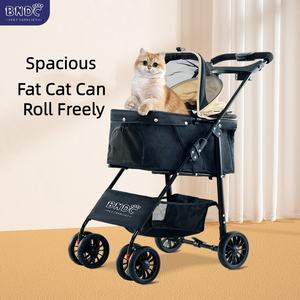 Poussette pliable BNDC pour animaux de compagnie avec intérieur spacieux, rétraction à une touche et roues multi-terrain pour petits animaux de compagnie - Product Image 4