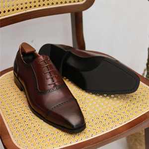 New British Men's Shoes Carving Wedding Casual Shoes British Three-Joint Brogue Shoes <b>Pointed</b> Lace-Up <b>Light</b> Weight Breathable - Product Image 1