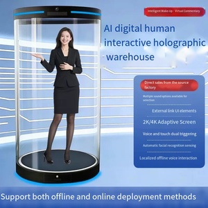 Écran holographique cylindrique interactif de 75 pouces, écran transparent, affichage numérique humain IA, luminosité de 1600 cd, 1 an OEM - Product Image 1
