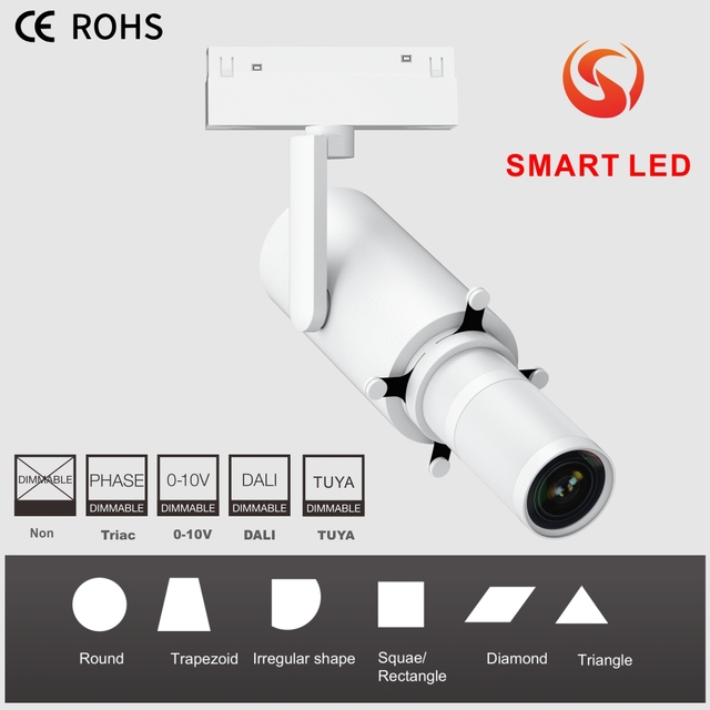 SMART Zoomable Shapeable 10W 20W 30W Mini LED Track Rail Projector Light Aluminum Body Triac/Dali Dimmable High CRI 5-Year