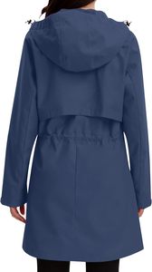 <span class=keywords><strong>Veste</strong></span> de pluie longue imperméable légère en polyester softshell pour <span class=keywords><strong>femme</strong></span> OEM avec capuche, pour l'extérieur, tailles S-3XL - Product Image 3