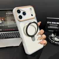 Coque de téléphone pour iPhone 16 Pro Max avec design d'appareil photo unique et béquille annulaire invisible, coques de téléphone mignonnes pour iPhone 17, coque magnétique