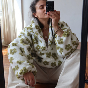 Maglione da Donna in Lana con Cappuccio Floreale in Pile Polare, Nuovo Stile 2025, Moda <span class=keywords><strong>Autunno</strong></span>/Inverno Calda - Product Image 4