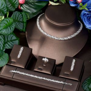 HIBRIDE Simple moda larga Zirconia cúbica mujer fiesta boda collar pendiente conjuntos de joyería para novias Accesorios - Product Image 1