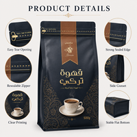 Prix d'usine, pochette refermable en aluminium noir et or imprimée sur mesure pour 250g 500g de grains de café torréfiés, sac à café à fond plat