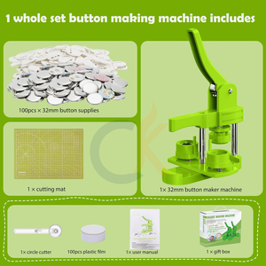 CK nút Maker Kit 1.25 inch nút Maker Pin huy hiệu Máy ép với 100 cái nút phần vòng tròn cắt cắt mat - Product Image 2