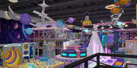 Équipement de terrain de jeu intérieur sur le thème de l'espace personnalisé pour enfants avec piscine à balles, toboggans LED et structures d'escalade pour centres commerciaux
