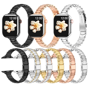 Enjoypretty nueva correa de reloj 2025 38/40/41/42mm moda para correa de acero de tres cuentas falsas en forma de manzana Serie 9 8 7 10t correa de reloj - Product Image 1