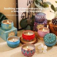 Lilin Aromaterapi Tanpa Asap Bunga Kering Campuran Lilin Kedelai Wadah Logam Bentuk Cangkir Semi-Handmade Lampu Kamar Tidur Dalam Ruangan Tahan Lama