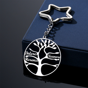 Portachiavi portachiavi con ciondolo albero della vita in acciaio inossidabile nome personalizzato - Product Image 4
