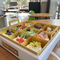 Boîte à dessert transparente à fenêtre, grille à neuf compartiments, en carton blanc, pour aliments, fruits, œufs, tartes, pâtisseries, plateau de thé de l'après-midi, à emporter