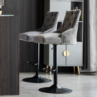 Tabouret haut simple en acier inoxydable pour la maison européenne Tabourets de bar en velours Chaise de cuisine
