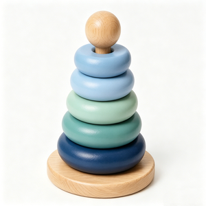 Juguete Educativo de Madera Apilable con Anillos de Arcoíris Personalizados, Torre de Anillos Apilables, Juguetes de Aprendizaje para Niños Pequeños, Juguete de Madera de Vietnam para Niños - Product Image 3